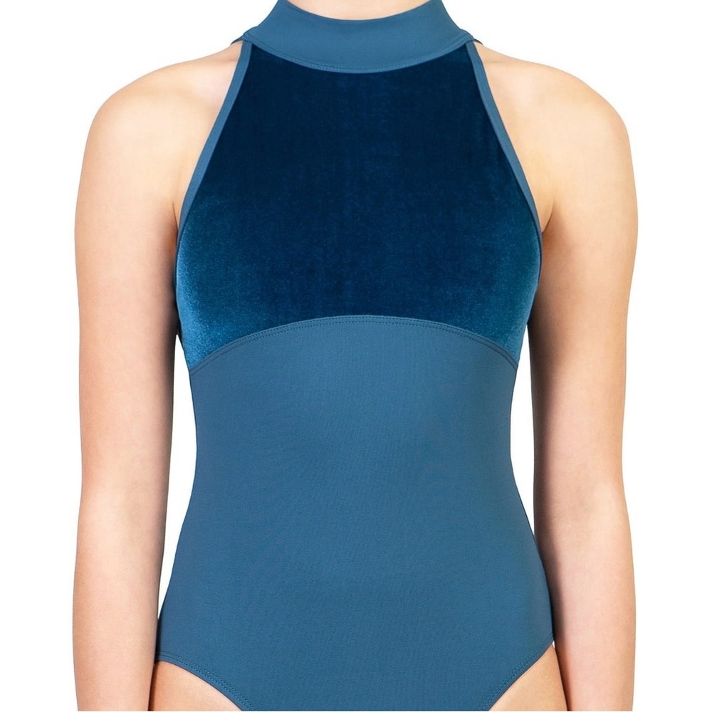 Blue Velvet High Neck leotard